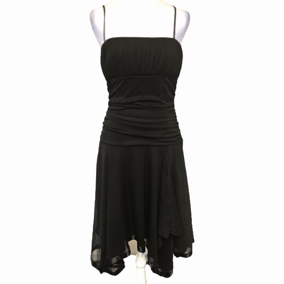 City Triangles Black Ruched Cocktail Dress L Chiffon Party Dark Fairy Y2K Goth - Picture 1 of 4